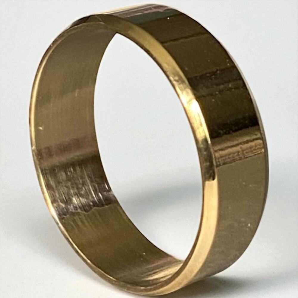 Gold Stainless Bright and Brushed Beveled Band  New